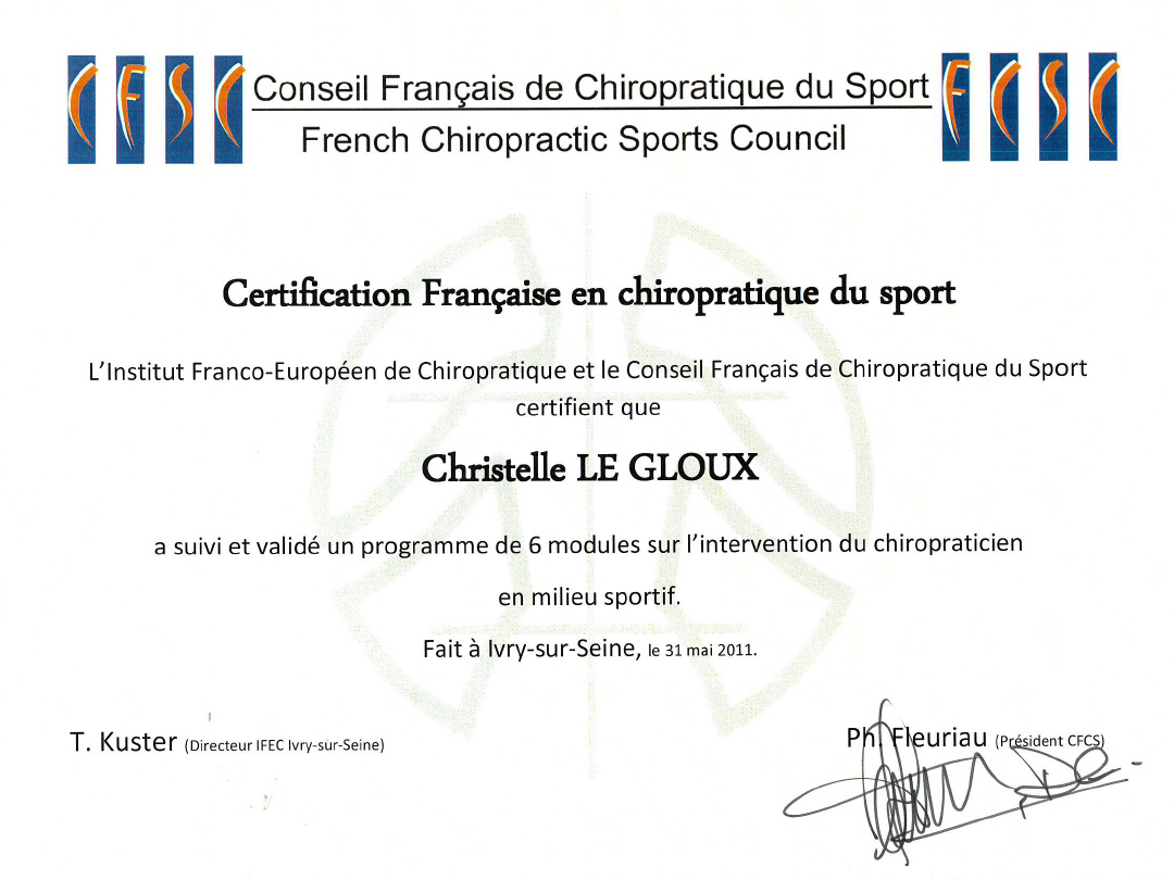 Diploma de Christelle Le Gloux